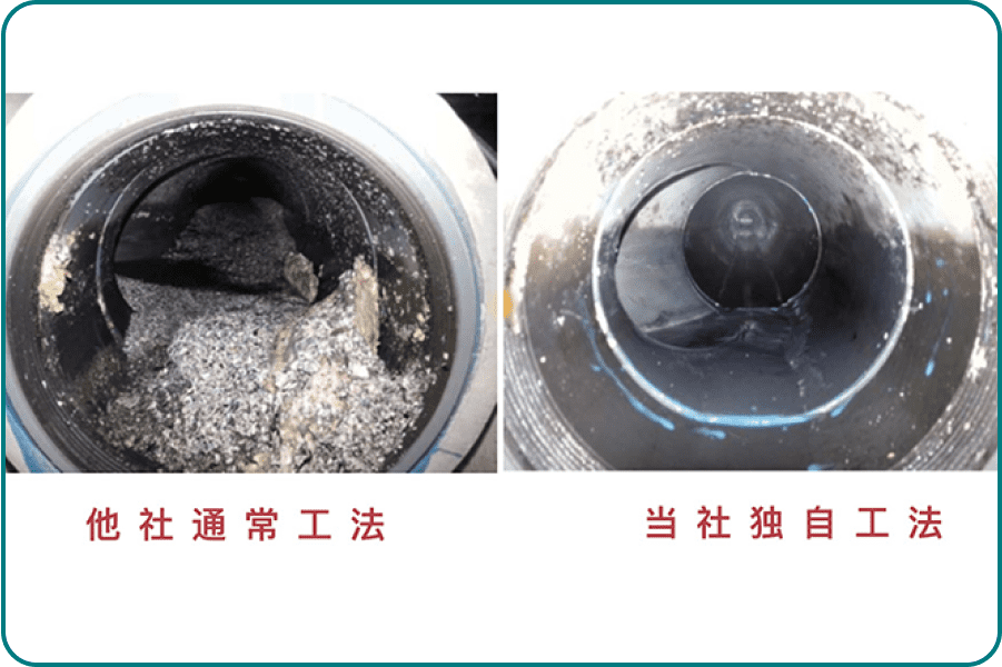 他社通常工法と当社独自工法